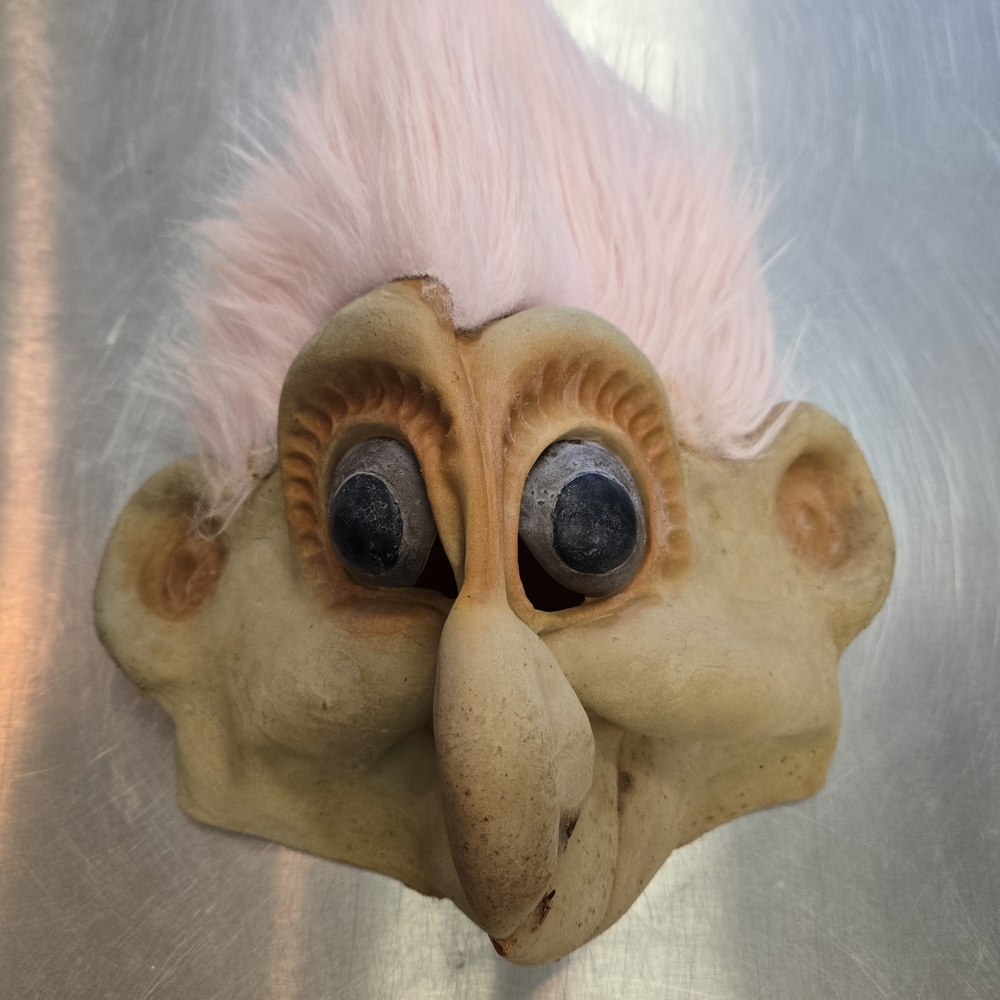 Vintage Troll Mask Head with Pink Hair